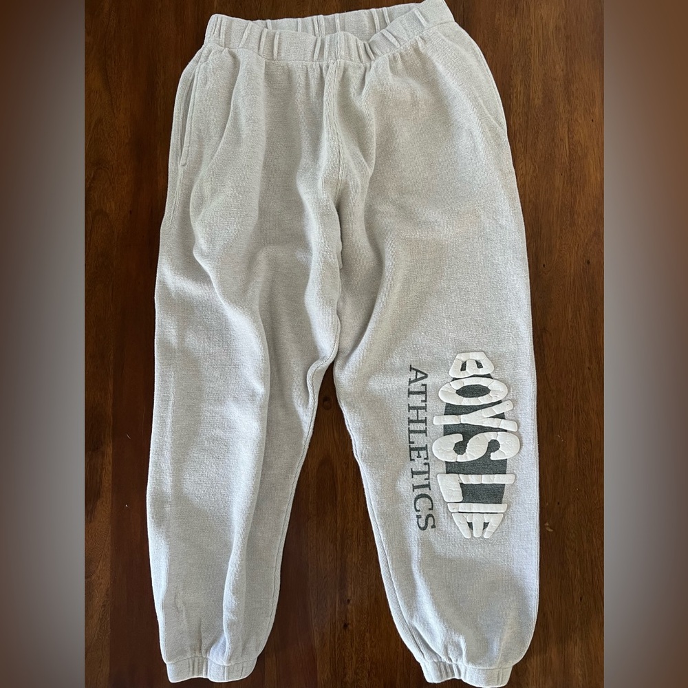 Boys Lie Light Gray Athletic Joggers with Logo